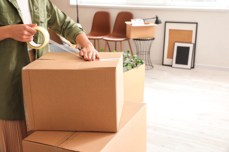 woman packing boxes