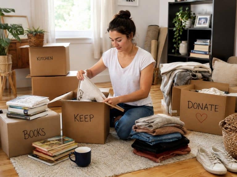 woman decluttering